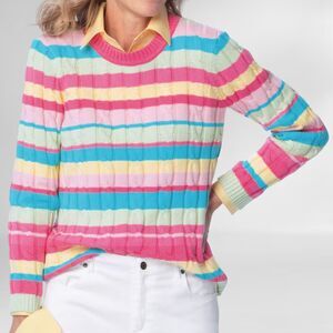 Appleseeds Multicolor Striped Pastel Cable Knit Sweater Top size PXL